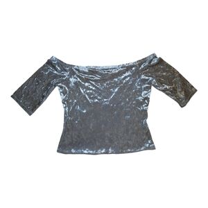 Off-Shoulder Velvet Top in Pewter Gray